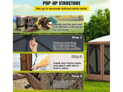 Tenda SucceBuy Gazebo de Campismo Pop-Up 365 Cm x 365 Cm, Abrigo com Cobertura de 6 Lados, Proteção Solar