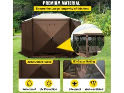 Tenda SucceBuy Gazebo de Campismo Pop-Up 365 Cm x 365 Cm, Abrigo com Cobertura de 6 Lados, Proteção Solar