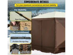 Tenda SucceBuy Gazebo de Campismo Pop-Up 365 Cm x 365 Cm, Abrigo com Cobertura de 6 Lados, Proteção Solar
