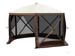 Tenda SucceBuy Gazebo de Campismo Pop-Up 365 Cm x 365 Cm, Abrigo com Cobertura de 6 Lados, Proteção Solar