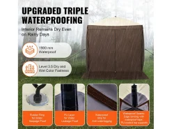 Tenda SucceBuy Tenda Gazebo Pop-Up, Abrigo Solar de 4 Lados com Painéis de Privacidade e Janelas, 1,8 x 1,8 M com Mosquiteiro, Castanho
