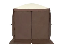 Tenda SucceBuy Tenda Gazebo Pop-Up, Abrigo Solar de 4 Lados com Painéis de Privacidade e Janelas, 1,8 x 1,8 M com Mosquiteiro, Castanho