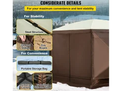Tenda SucceBuy Tenda de Jardim Gazebo, Abrigo de Campismo Dobrável de 305 x 305 Cm com 6 Lados, Janelas de Rede, Bolsa de Transporte Portátil e Estacas de Chão