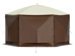 Tenda SucceBuy Tenda de Jardim Gazebo, Abrigo de Campismo Dobrável de 305 x 305 Cm com 6 Lados, Janelas de Rede, Bolsa de Transporte Portátil e Estacas de Chão