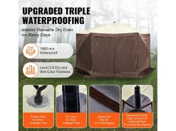 Tenda SucceBuy Tenda Gazebo Pop-Up, Abrigo Solar de 6 Lados com Painéis de Privacidade Amovíveis e Janelas de Malha, 350,5 x 350,5 Cm