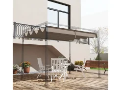 Teto de substituição para pergola 2.85 x 2m, lona de reposição, UV30 + proteção, com 8 furos de drenagem de chuva - Marrom