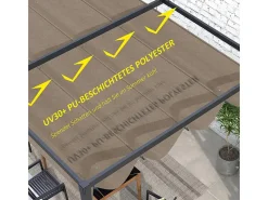 Teto de substituição para pergola 2.85 x 2m, lona de reposição, UV30 + proteção, com 8 furos de drenagem de chuva - Marrom