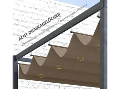 Teto de substituição para pergola 2.85 x 2m, lona de reposição, UV30 + proteção, com 8 furos de drenagem de chuva - Marrom