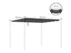 Teto de substituição para pergola 3x3m, lona de reposição, com 10 furos de drenagem de chuva, poliéster 180 g/m² - Cinza