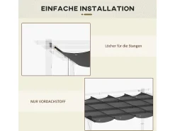 Teto de substituição para pergola 3x3m, lona de reposição, com 10 furos de drenagem de chuva, poliéster 180 g/m² - Cinza
