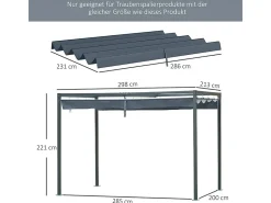 Teto de substituição para pergola 3 x 2.15m, lona de reposição, UV30 + proteção, com 8 furos de drenagem de chuva - Cinza