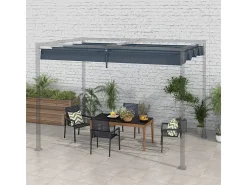 Teto de substituição para pergola 3 x 2.15m, lona de reposição, UV30 + proteção, com 8 furos de drenagem de chuva - Cinza
