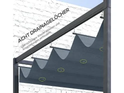 Teto de substituição para pergola 3 x 2.15m, lona de reposição, UV30 + proteção, com 8 furos de drenagem de chuva - Cinza