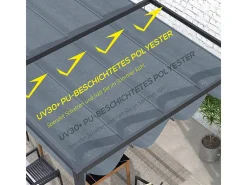 Teto de substituição para pergola 3 x 2.15m, lona de reposição, UV30 + proteção, com 8 furos de drenagem de chuva - Cinza