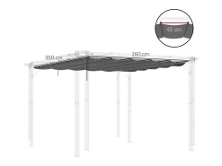 Teto de substituição para pergola 4x3m, lona de reposição, com 10 furos de drenagem de chuva, poliéster 180 g/m² - Cinza