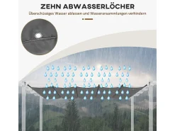 Teto de substituição para pergola 4x3m, lona de reposição, com 10 furos de drenagem de chuva, poliéster 180 g/m² - Cinza