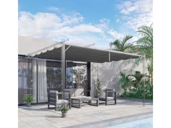 Teto de substituição para pergola 4x3m, lona de reposição, com 10 furos de drenagem de chuva, poliéster 180 g/m² - Cinza