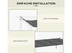Teto de substituição para pergola 4x3m, lona de reposição, com 10 furos de drenagem de chuva, poliéster 180 g/m² - Cinza