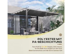 Teto de substituição para pergola 4x3m, lona de reposição, com 10 furos de drenagem de chuva, poliéster 180 g/m² - Cinza