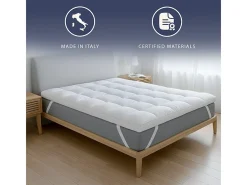 The White Stone Topper Casal | Protetor de Colchão Acolchoado com Enchimento 1000 g/m² | Capa de Microfibra Respirável | 160x200