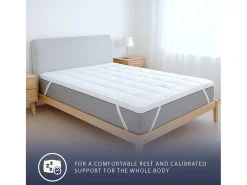 The White Stone Topper Individual | Protetor de Colchão Acolchoado com Enchimento 800 g/m² | Capa de Microfibra Respirável com Elásticos nos Cantos | 80x190