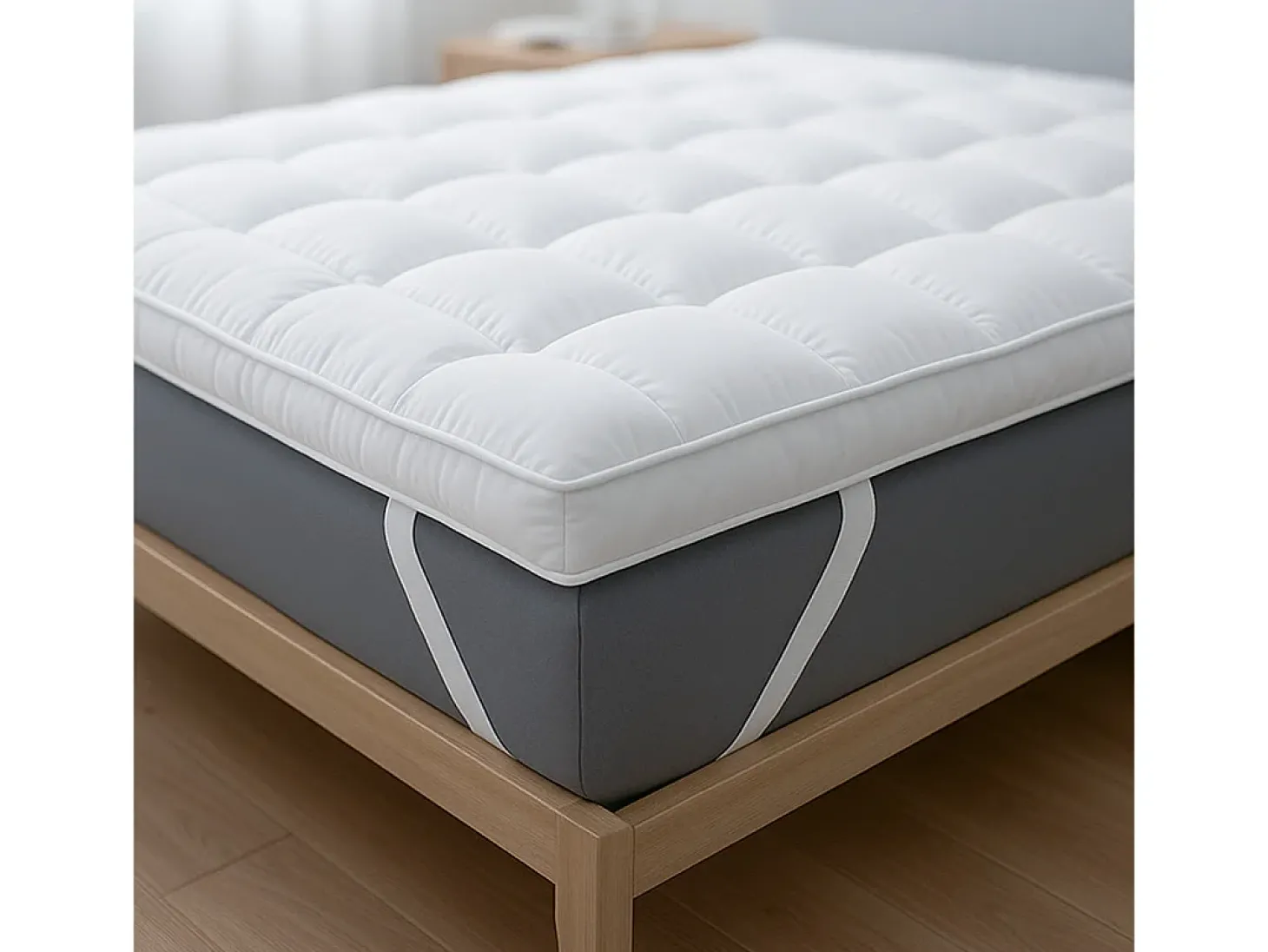 The White Stone Topper Individual | Protetor de Colchão Acolchoado com Enchimento 1000 g/m² | Capa de Microfibra Respirável com Elásticos nos Cantos | 90x200