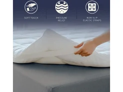 The White Stone Topper Individual | Protetor de Colchão Acolchoado com Enchimento 1000 g/m² | Capa de Microfibra Respirável com Elásticos nos Cantos | 100x200