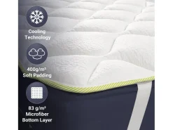 The White Stone Topper Refrescante Individual com Elásticos | Corretor de Colchão 150 x 190 | Tecnologia Cooler e Propriedades Ortopédicas | Altura 4 cm