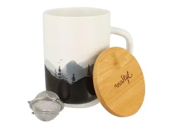 Tisanière Alpage 475ml em Grés com Tampa em Bambu Nova Styl