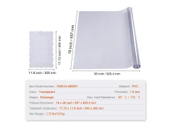 Toalha de Mesa Transparente SucceBuy Protetor de Mesa em PVC 46 x 91 cm, Capa de Mesa em Plástico Transparente, 1,5 mm de Espessura