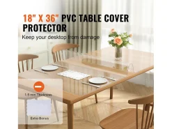 Toalha de Mesa Transparente SucceBuy Protetor de Mesa em PVC 46 x 91 cm, Capa de Mesa em Plástico Transparente, 1,5 mm de Espessura
