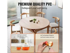 Toalha de Mesa Transparente SucceBuy Protetor de Mesa em PVC, Capa Redonda de Plástico Transparente de 123 cm, 1,5 mm de Espessura
