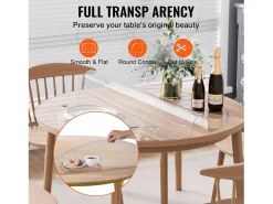 Toalha de Mesa Transparente SucceBuy Protetor de Mesa em PVC, Capa Redonda de Plástico Transparente de 106 cm, 2 mm de Espessura