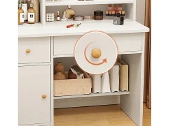 TOCADOR COM ESPELHO E GAVETAS BRANCO MAQUIAGEM GLAMOUR ESCANDINVÁBIO 100 CM