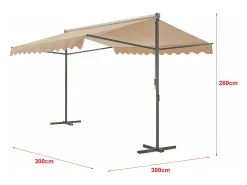 Toldo autoportante de dupla inclinação 300 x 300 x 260 cm areia 03_0008293