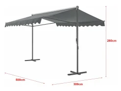 Toldo autoportante de dupla inclinação 500 x 300 x 260 cm cinza escuro 03_0008296