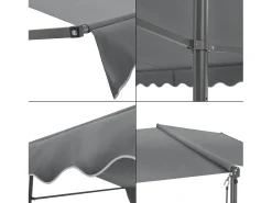 Toldo autoportante de dupla inclinação 500 x 300 x 260 cm cinza escuro 03_0008296