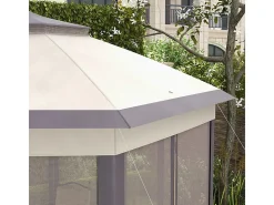 Toldo de Jardim Portátil 4x4m - Gazebo pop-up - 2 telhados hexagonais - 6 portas com zíper - Bege