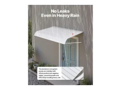 8.toldo de Porta de Entrada SucceBuy, 152,4x106,6 cm, Marquise de Porta Exterior de Alumínio, Abrigo de Proteção Contra Chuva, Neve, Sol, para Balcons