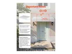 8.toldo de Porta de Entrada SucceBuy, 152,4x106,6 cm, Marquise de Porta Exterior de Alumínio, Abrigo de Proteção Contra Chuva, Neve, Sol, para Balcons