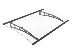 Toldo de porta em alumínio 150 x 90 cm curvo preto - NEONA