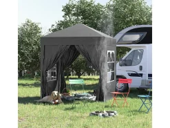 Toldo Dobrável 4 m² - 2 janelas, 4 lados - Aço e tecido Oxford - 2 portas com zíper