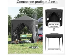 Toldo Dobrável 4 m² - 2 janelas, 4 lados - Aço e tecido Oxford - 2 portas com zíper