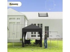 Toldo Dobrável 4 m² - 2 janelas, 4 lados - Aço e tecido Oxford - 2 portas com zíper
