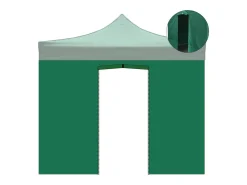 Toldo lateral impermeável verde de 3x2m com porta de enrolar para gazebo dobrável de 3x3m