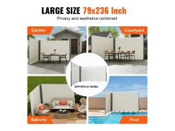 Toldo Lateral Retratil SucceBuy, 200 x 600 cm, veda de Separação para Pátio, Quintal, Varanda