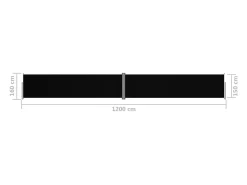 Toldo lateral retrátil/tela de privacidade para pátio jardim terraço varanda 160 x 1200 cm preto 02_0007439