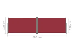 Toldo lateral retrátil/tela de privacidade para pátio jardim terraço varanda 180 x 600 cm vermelho 02_0007469
