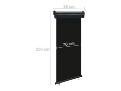 Toldo lateral retrátil/tela de privacidade para pátio jardim terraço varanda 80 x 250 cm preto 02_0007042