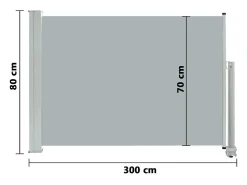 Toldo lateral retrátil/tela de privacidade para pátio jardim terraço varanda 80 x 300 cm cinza 02_0007396
